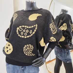 Vintage 1980s Framboise Batwing Sweater – Graphic Paisley Knit in Lambswool & An